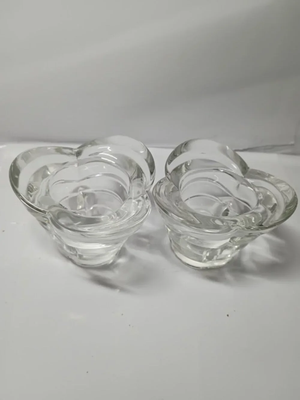 Borgonovo VTG 1950-1970 Set 2 Italian Glass Crystal Tealight Candle Holders - Picture 3 of 6